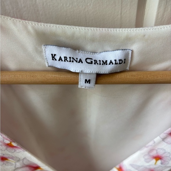 Karina Grimaldi Floral Silk V-Neck mini Dress Size Medium - Picture 6 of 10